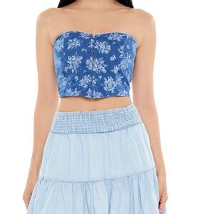 Forever 21 Blue Crop Bustier Top Size M